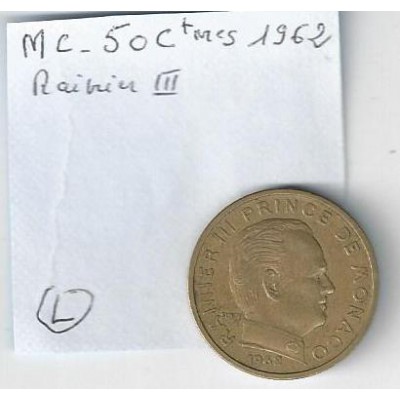 Monnaies Monaco - 50 Cts 1962 Rainier III